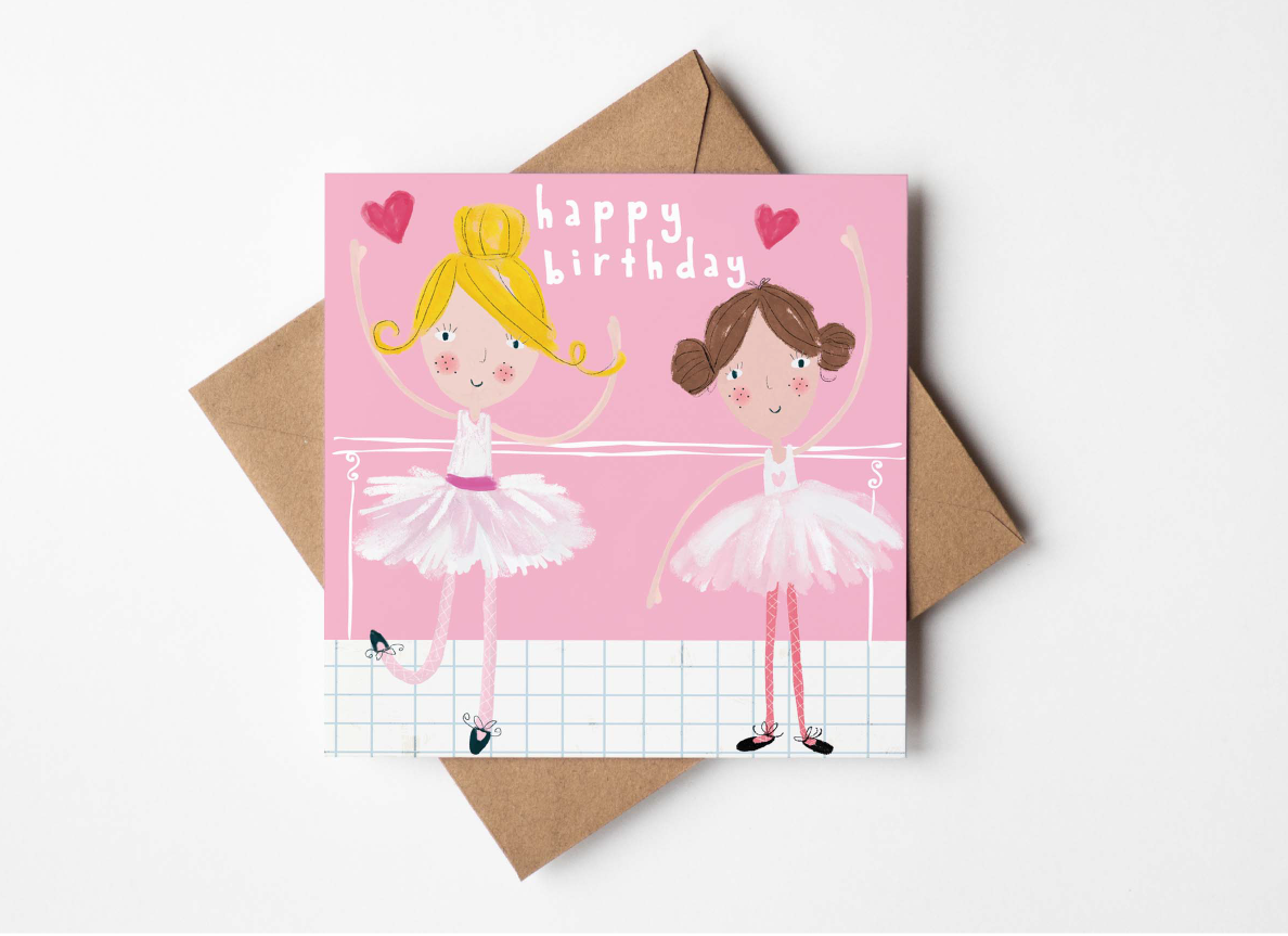 Penblwydd hapus - Ballerina Happy Birthday card