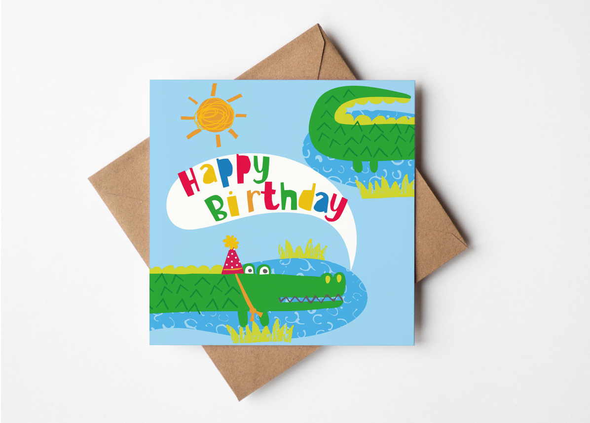 Penblwydd hapus  / Happy Birthday Crocodile card